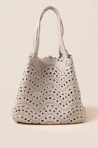 Francesca's Darby Perforated Bucket Tote - Gray