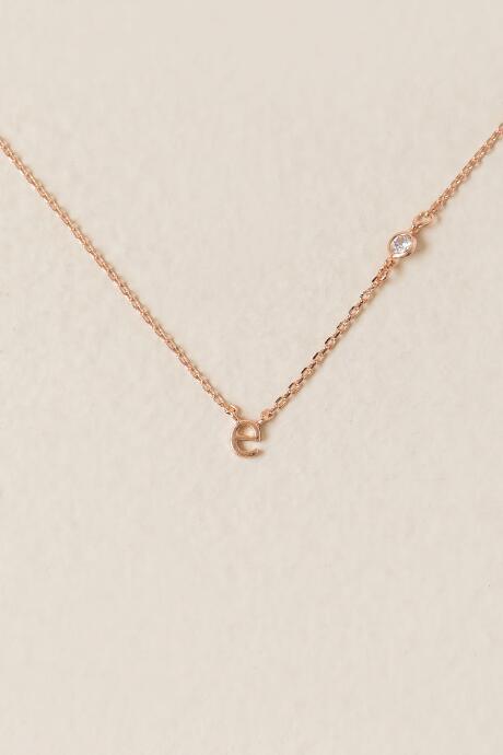 Francesca's E 14k Initial Necklace In Rose Gold - Rose/gold