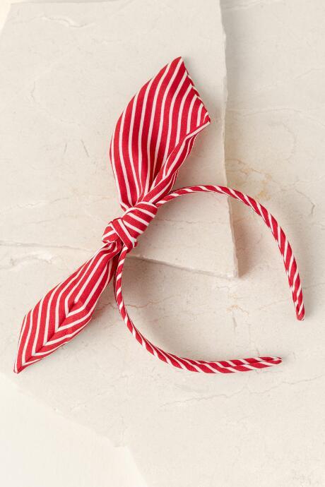 Francesca's Elena Bow Striped Headband - Red