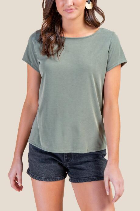 Francesca's Anita Twist Back Tee - Olive