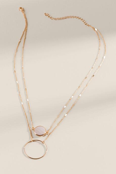Francesca's Shiloh Semi Precious Layered Necklace - Blush