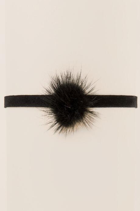 Francesca's Tiffani Fur Puff Choker - Black