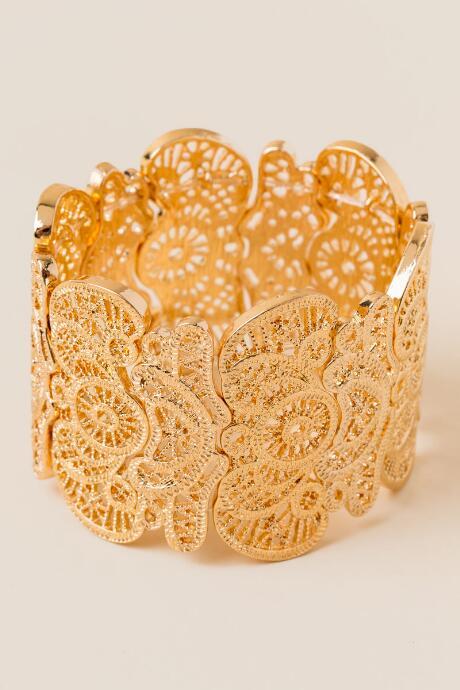 Francesca's Morgan Filigree Stretch Bracelet - Gold