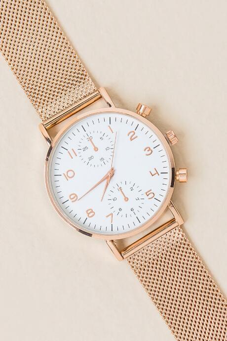Fran Chelsea Mesh Band Watch - Rose