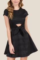 Francescas Jennette Tie Waist A-line Dress - Black