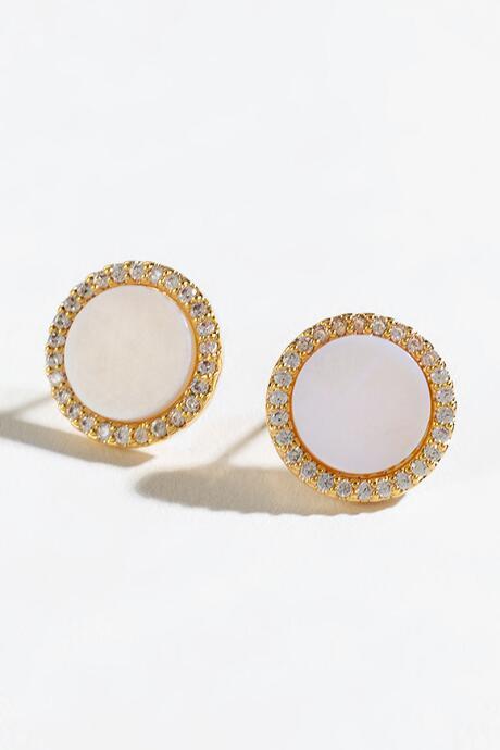 Francesca's Madeline Pav Shell Studs - Ivory