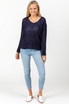 Francesca's Desi Whip Stitch Sweater - Navy