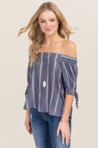 Blue Rain Beverly Lined Off The Shoulder Top - Chambray