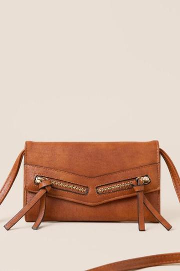 Francesca's Dina Crossbody Wallet - Brown