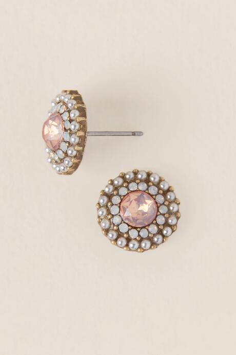 Francesca's Deidra Pearl Trim Stud Earring In Blush - Blush