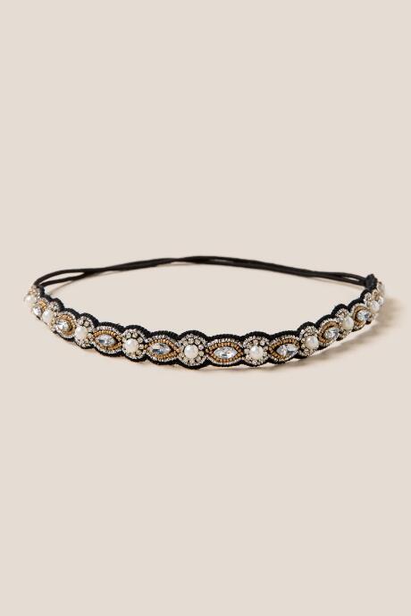 Francesca's Maisie Embellished Headwrap - Black