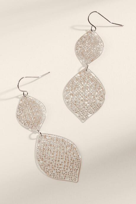 Francesca's Moriah Filigree Leaf Drop Earrings - Silver