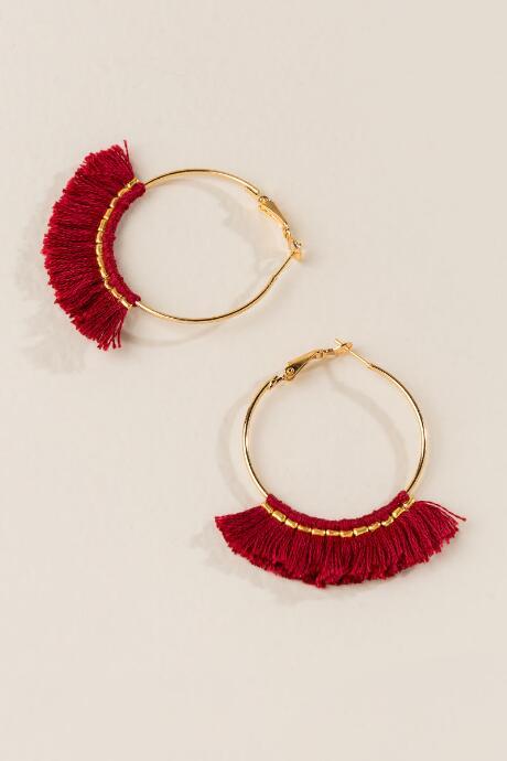 Francesca Inchess Ronda Tassel Hoop Earrings - Red