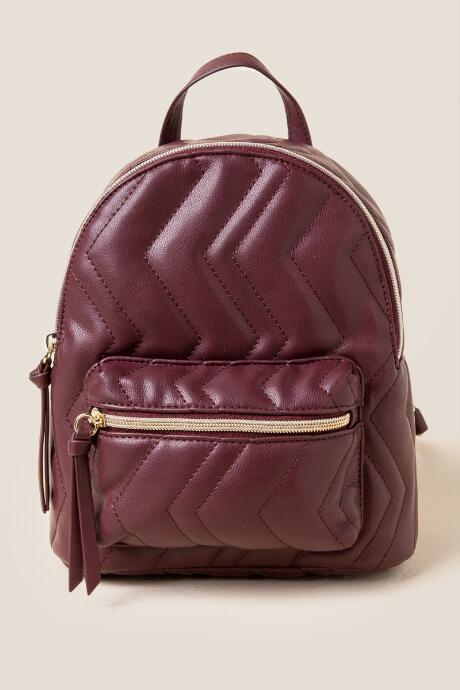 Francesca's Cynthia Quilted Chevron Backpack - Burgundy