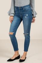 Francesca's Harper Slit Knee Jeans - Medium Wash