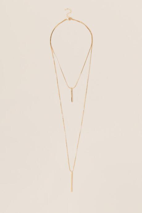 Francesca's Suzie Double Bar Pendant Necklace - Gold