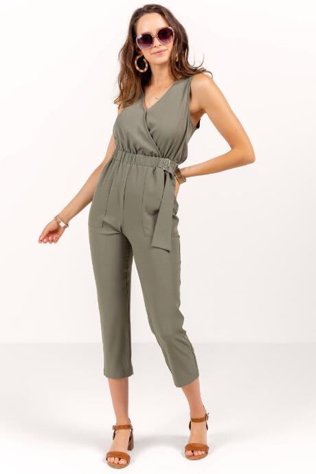 Francesca Inchess Megan Front Tie Jumpsuit - Olive