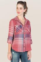Thread And Supply Rory Washed Plaid Button Down Top - Rose