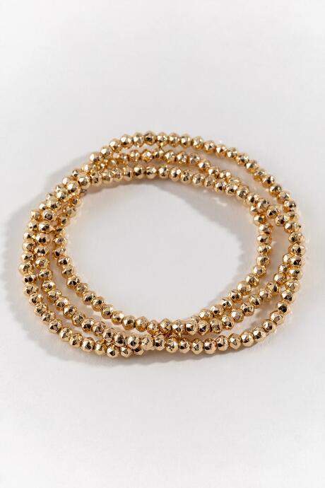 Francesca's Cecile Metal Beaded Bracelet Set - Gold