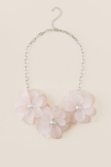 Francesca's Blossom Sheer Floral Necklace - Pale Pink