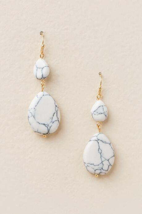 Francesca's Christina Double Stone Drop Earring - White