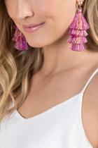 Francesca's Abelia Tassel Earrings In Fuchsia - Fuchsia