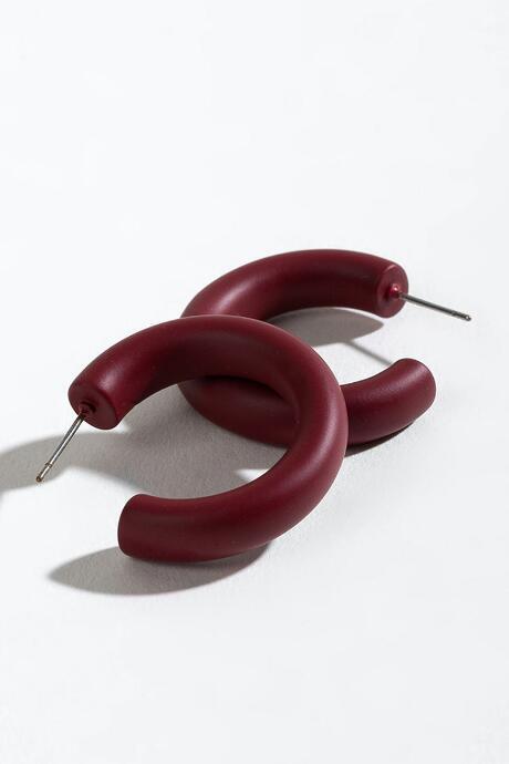 Francesca's Daniela Tube Hoops - Burgundy
