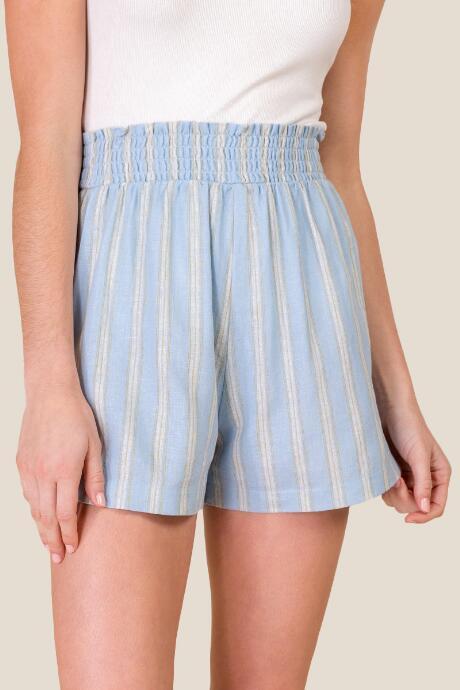 Francesca's Casey Smocked Waist Shorts - Baby Blue
