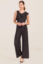 Francescas Celina Ruffle Neck Jumpsuit - Black