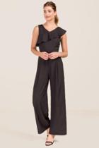 Francescas Celina Ruffle Neck Jumpsuit - Black