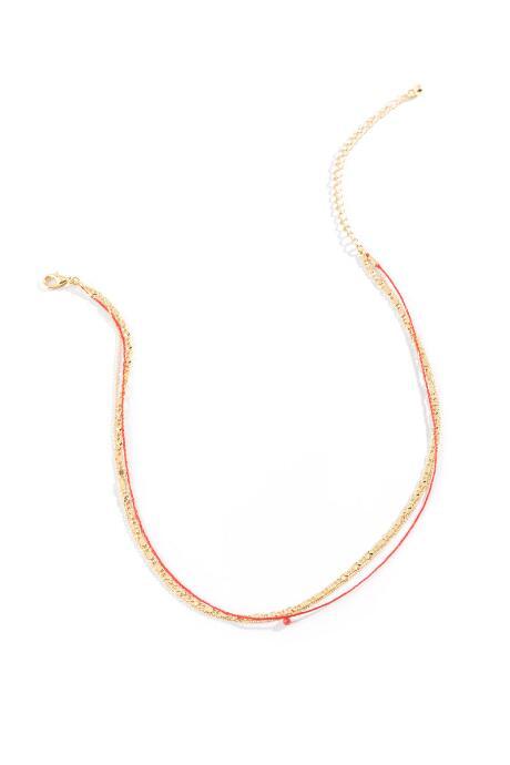 Francesca's Lainey Layered Bead Drop Choker - Red
