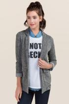 Alya Herringbone Knit Blazer - Black/white