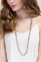 Francesca's Coralie Knotted Black Pearl Necklace And Bracelet - Gray