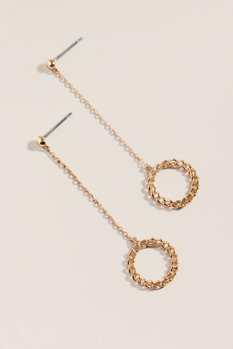 Francesca's Lilith Chained Circle Drop Earrings - Gold