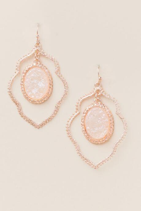 Francesca's Copperas Druzy Drop Earring In Rose Gold - Rose/gold