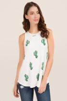 Alya Carra Floral Cactus Knit Tank - White