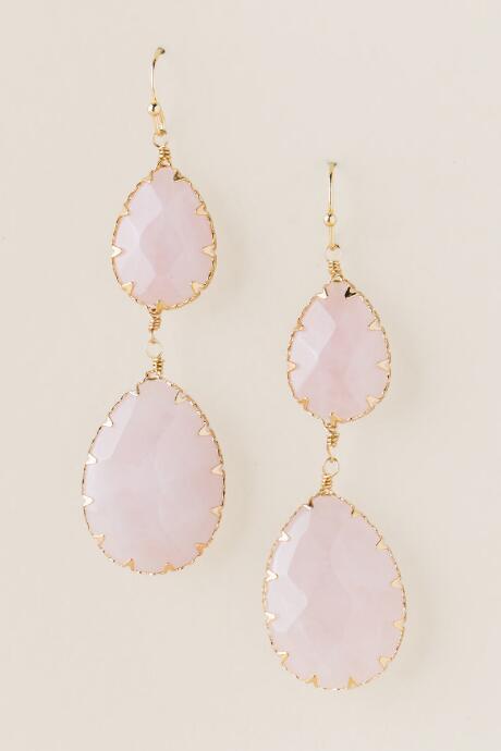 Francesca's Penelope Double Stone Drop Earring - Blush