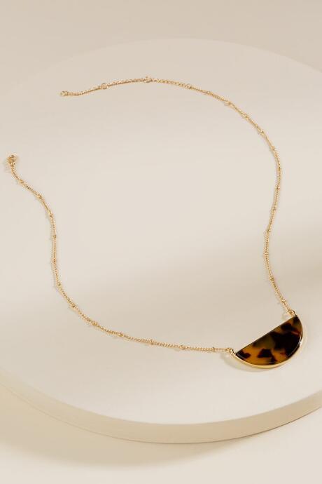 Francesca's Samantha Tortoise Crescent Pendant Necklace - Amber