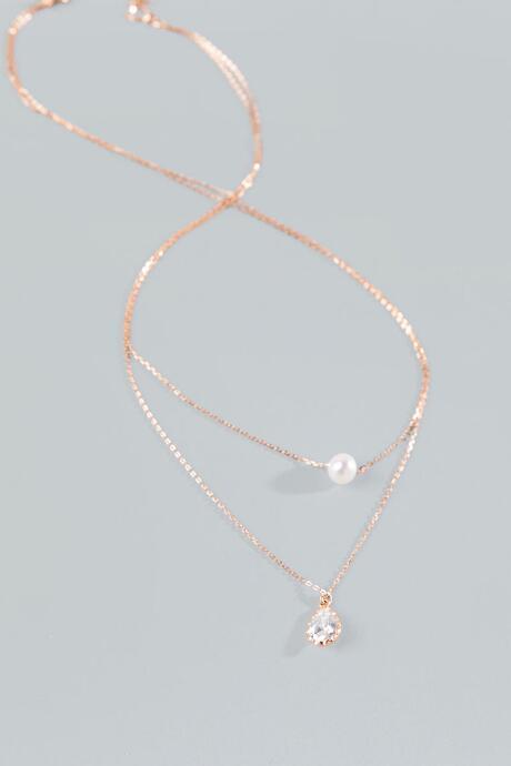 Francesca's Brynlee Sterling Layered Necklace - Pearl