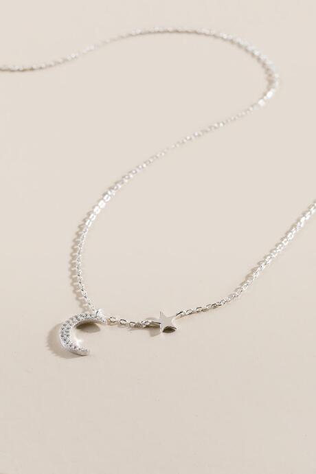 Francesca's Jessie Moon And Star Necklace - Silver