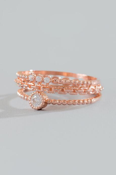 Francesca's Kerri Cubic Zirconia Ring Set - Rose/gold