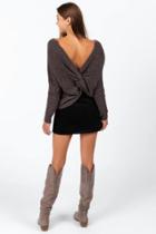 Francesca's Nara Knotted Back Sweater - Gray