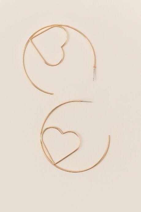 Francesca's Heart Circle Hoop Earring - Gold