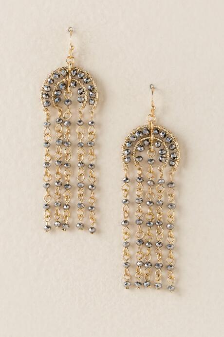 Francesca's Karis Bead Tassel Drop Earring - Hematite