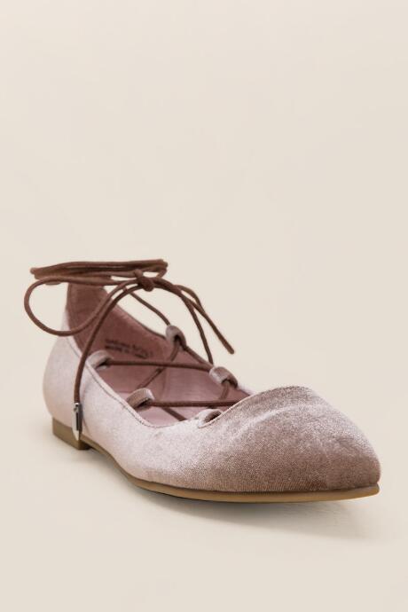 Chinese Laundry Velvet Lace Up Flat - Nude