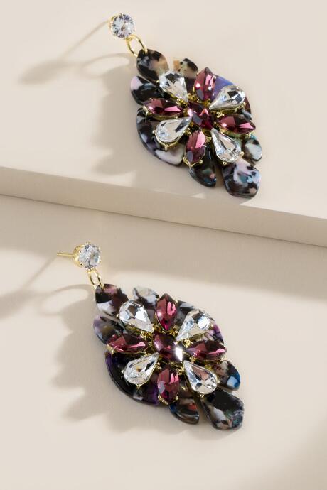 Francesca's Genevieve Crystal Drop Earrings - Purple