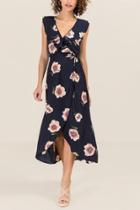 Francesca Inchess Karina Ruffle Floral Maxi Dress - Navy