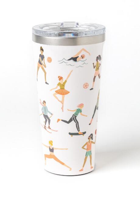 Corkcicle X Rifle Paper Co. Sports Girl Tumbler - White