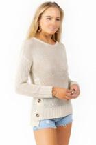 Francesca's Emmie Side Button Sweater Top - White
