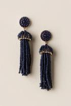 Francesca's Amori Seed Bead Tassel Earring In Navy - Navy